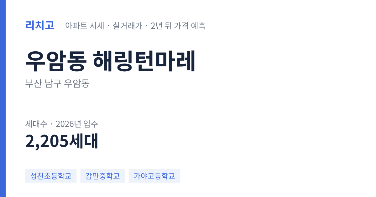 해링턴마레 아파트 요약 카드 — 대표 평형 매매·전세 시세, 세대수, 입주 연도