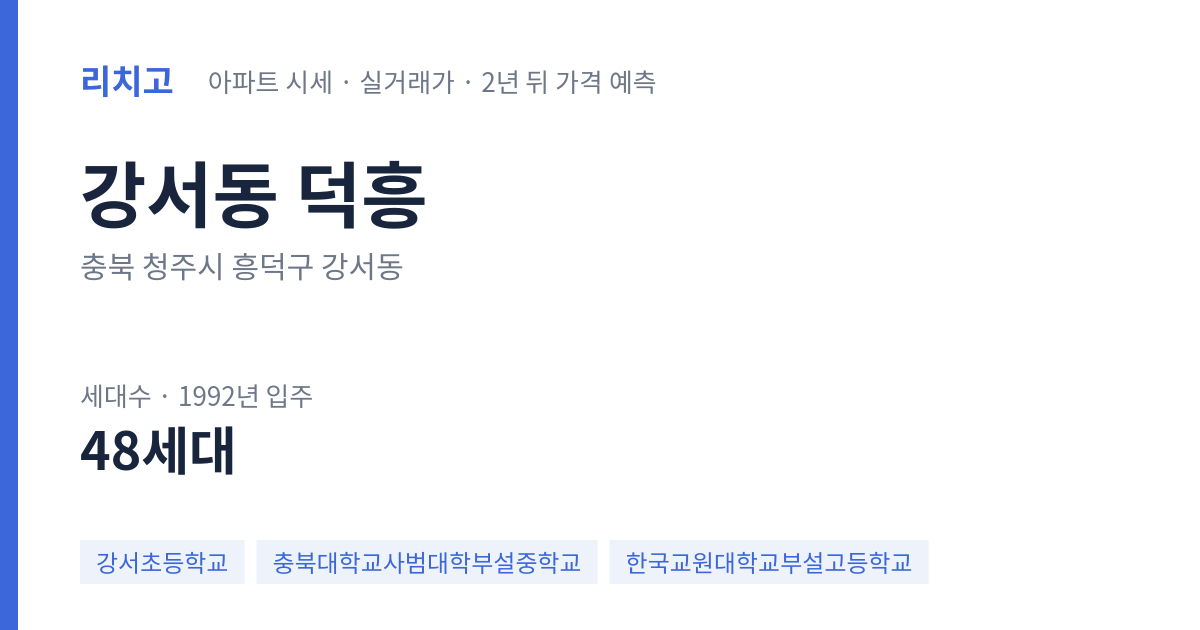 덕흥 아파트 요약 카드 — 대표 평형 매매·전세 시세, 세대수, 입주 연도