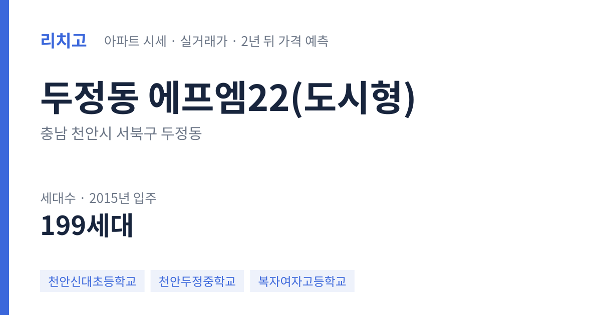 에프엠22(도시형) 아파트 요약 카드 — 대표 평형 매매·전세 시세, 세대수, 입주 연도