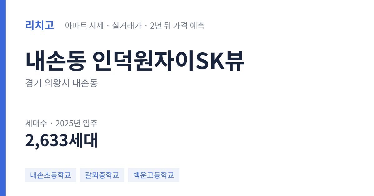 인덕원자이SK뷰 아파트 요약 카드 — 대표 평형 매매·전세 시세, 세대수, 입주 연도