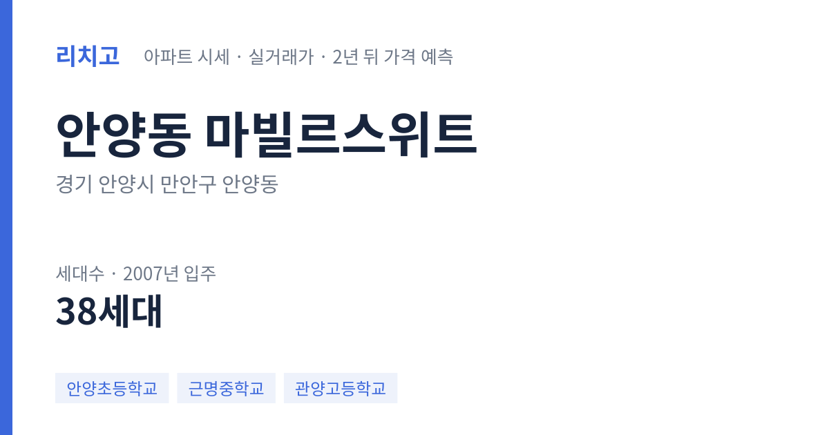 마빌르스위트 아파트 요약 카드 — 대표 평형 매매·전세 시세, 세대수, 입주 연도