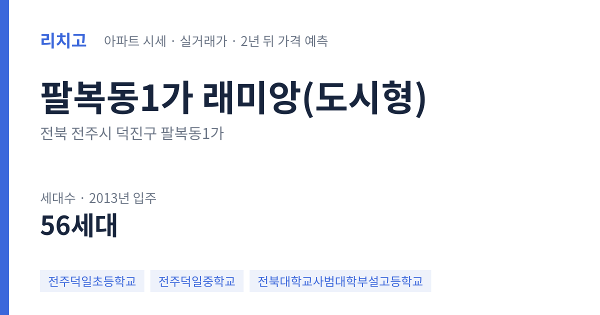 래미앙(도시형) 아파트 요약 카드 — 대표 평형 매매·전세 시세, 세대수, 입주 연도