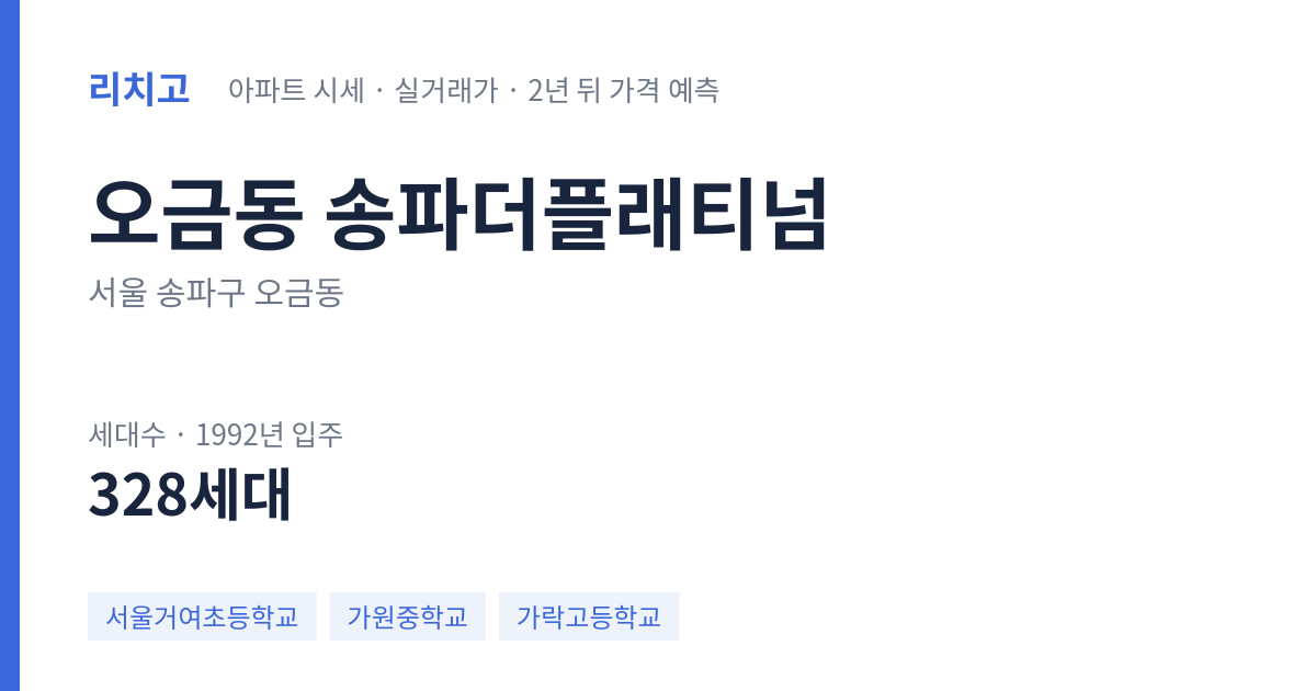 송파더플래티넘 아파트 요약 카드 — 대표 평형 매매·전세 시세, 세대수, 입주 연도