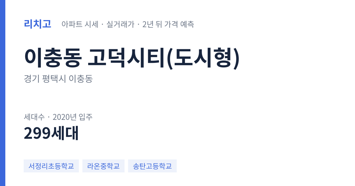 고덕시티(도시형) 아파트 요약 카드 — 대표 평형 매매·전세 시세, 세대수, 입주 연도