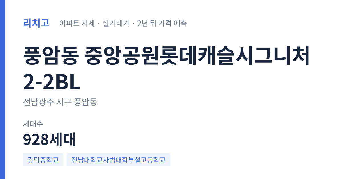 중앙공원롯데캐슬시그니처2-2BL 아파트 요약 카드 — 대표 평형 매매·전세 시세, 세대수, 입주 연도