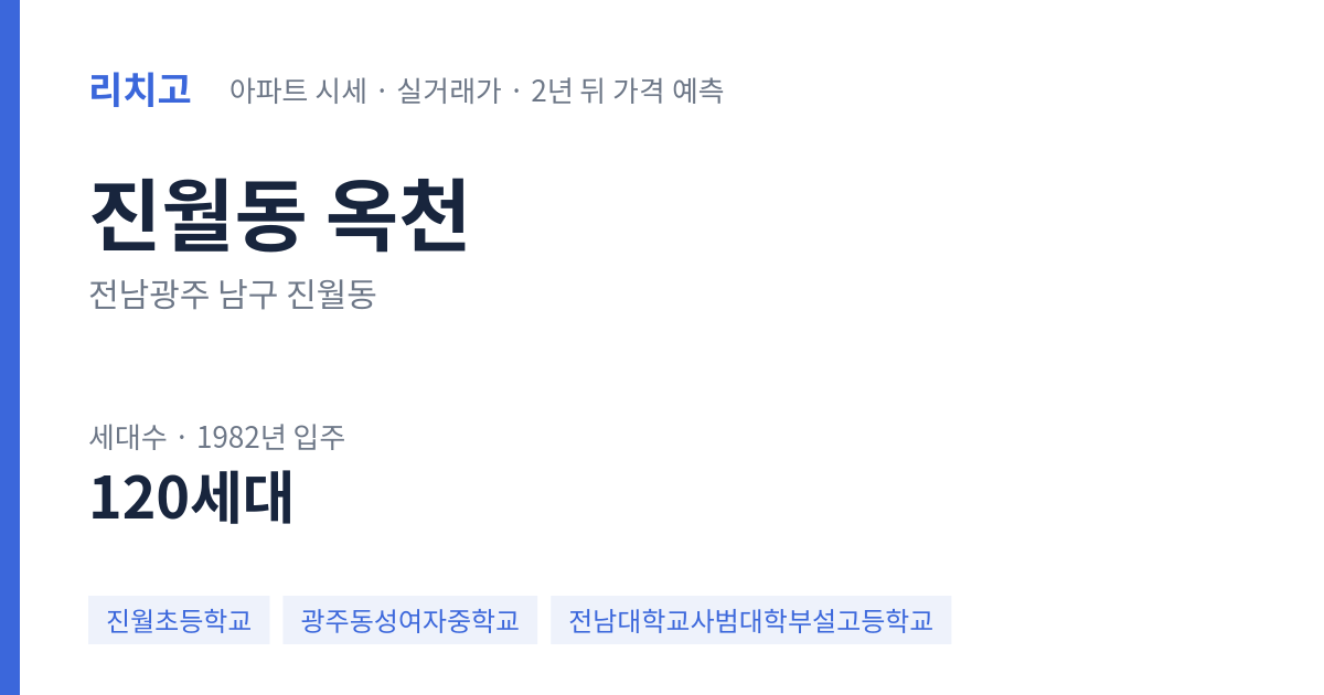 옥천 아파트 요약 카드 — 대표 평형 매매·전세 시세, 세대수, 입주 연도
