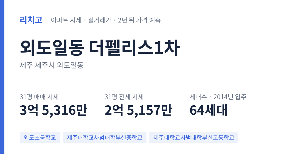 더펠리스1차 아파트 요약 카드 — 대표 평형 매매·전세 시세, 세대수, 입주 연도