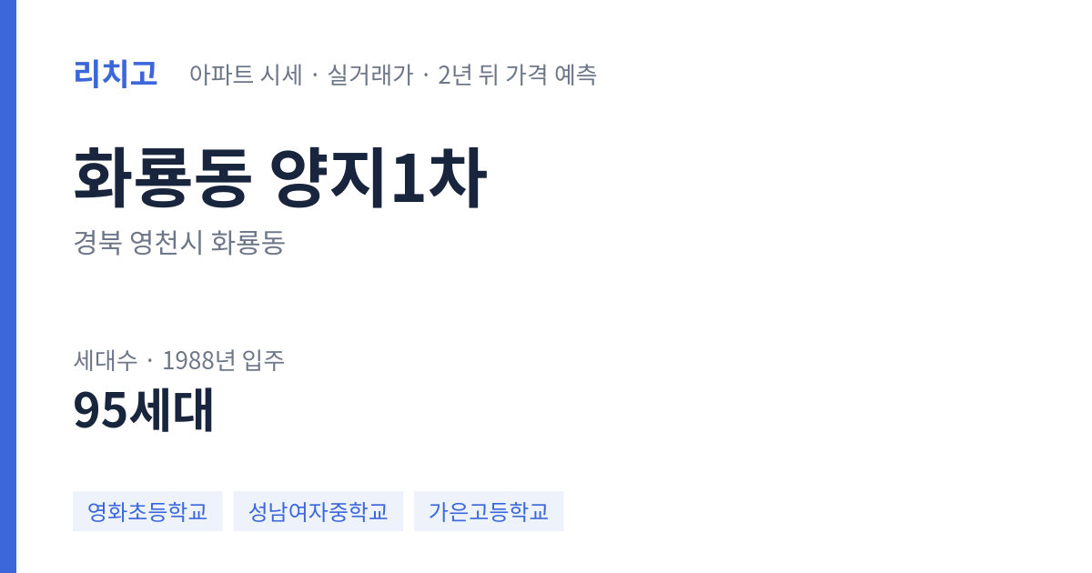 양지1차 아파트 요약 카드 — 대표 평형 매매·전세 시세, 세대수, 입주 연도