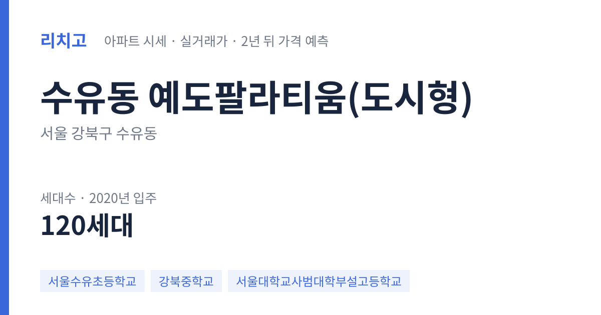 예도팔라티움(도시형) 아파트 요약 카드 — 대표 평형 매매·전세 시세, 세대수, 입주 연도