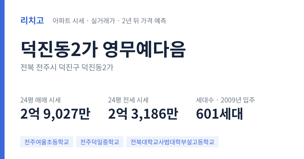 영무예다음 아파트 요약 카드 — 대표 평형 매매·전세 시세, 세대수, 입주 연도